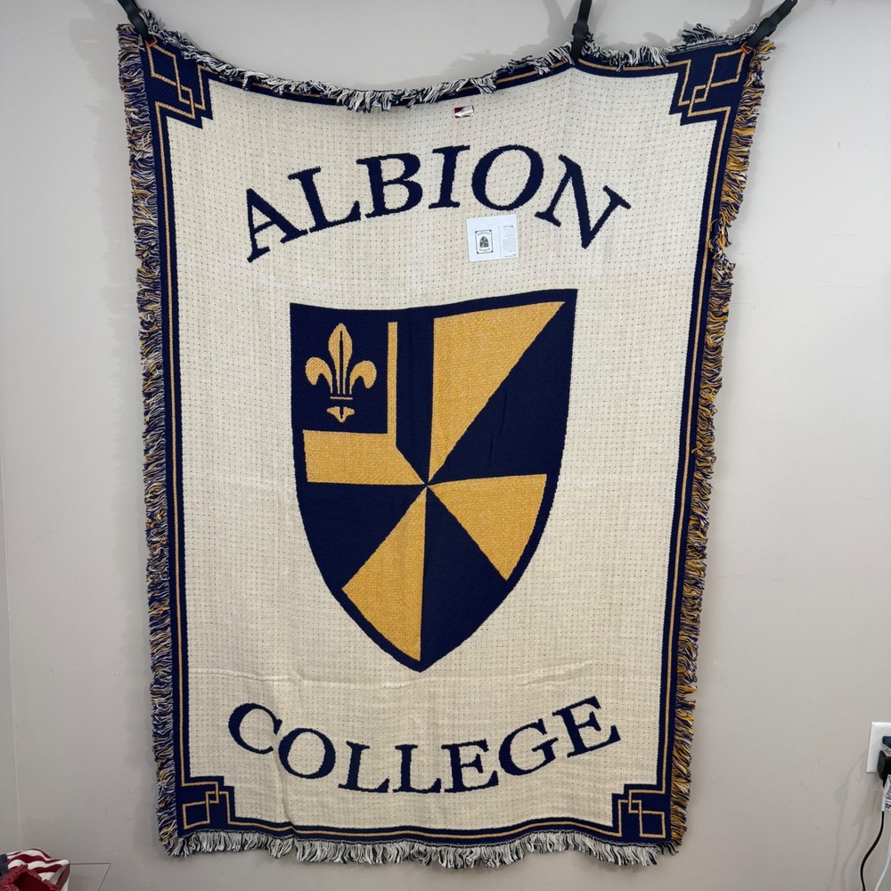 Albion College Woven Spirit Stadium Blanket Pure Country Weavers Cotton 48x69